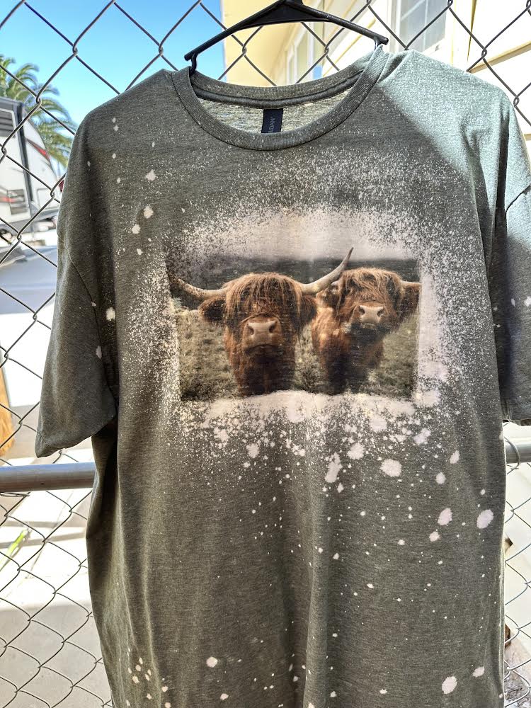 Highland cows bleached tshirt